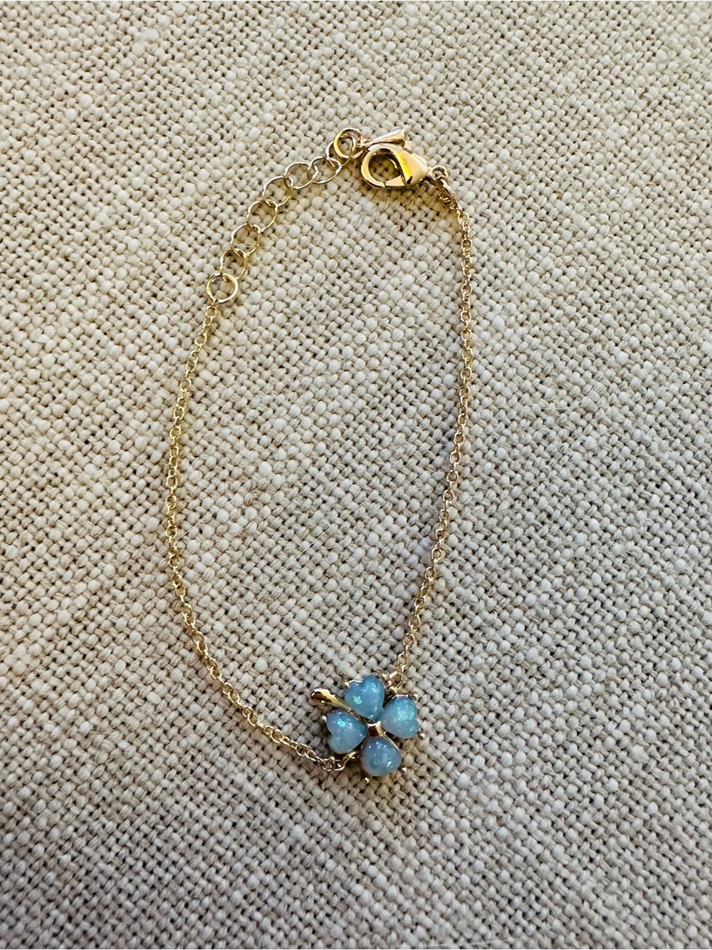 ONLY ONE Gold Bracelet with Blue Flower Accent 18k gold plated